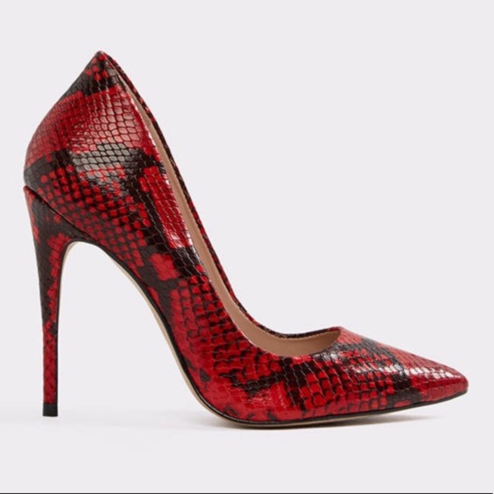 Aldo Cassedy Red Snakeskin Pumps